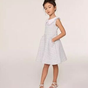 Janie and Jack Girls Tweed Collared Dress size 4 color sky blue NEW with Tags
